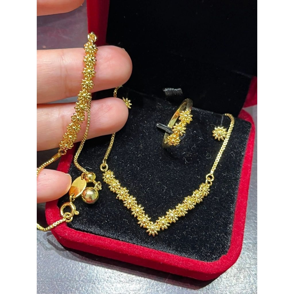 1set perhiasan pesta perak aloy lapis emas