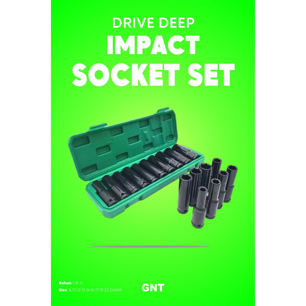GNT - Mata Kunci Sok Impact Set/Drive Deep Impact Socket Set 1/2 inch