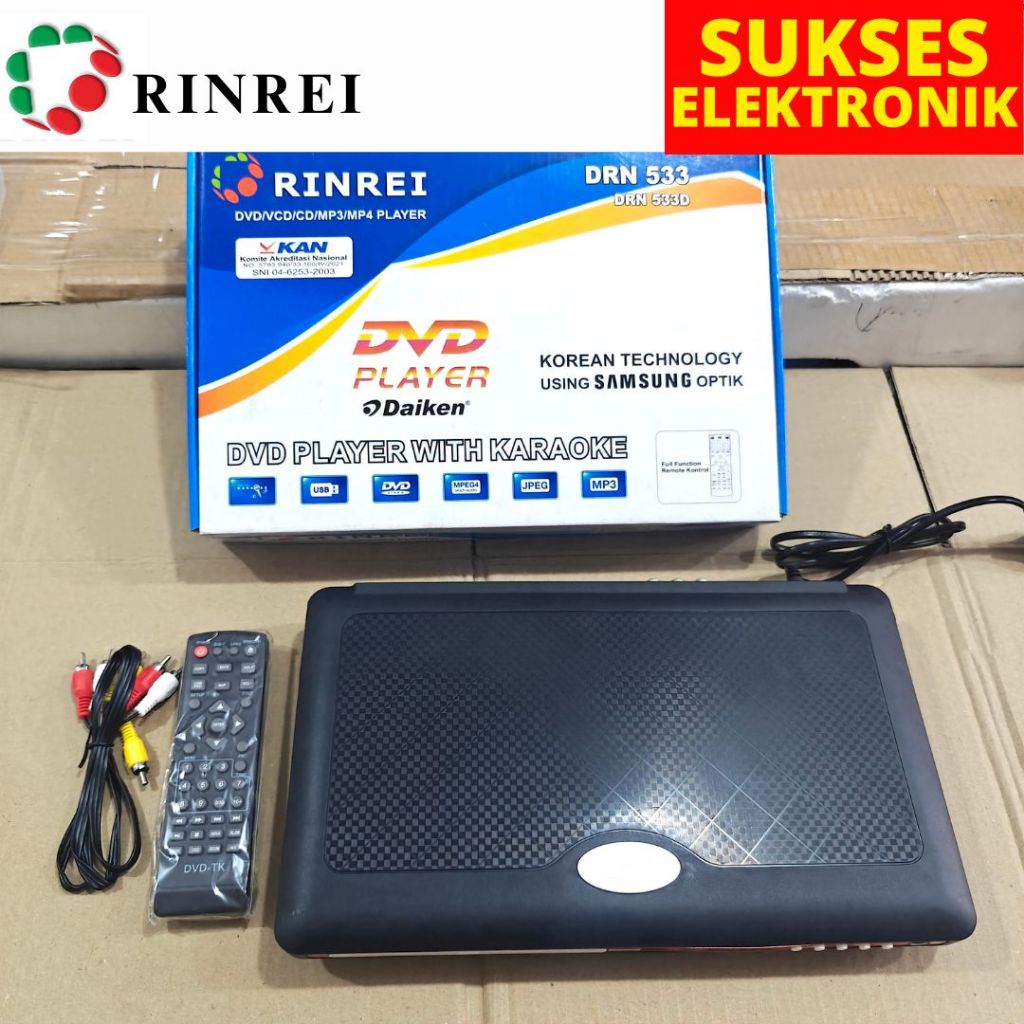 DVD PLAYER RINREI DRN-533 CD VCD PLAYER KASET PEMUTAR VIDEO