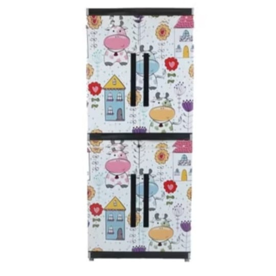 Lemari Plastik Miami Orlando Jumbo 4 Susun Karakter Sapi Teddy Full Rak