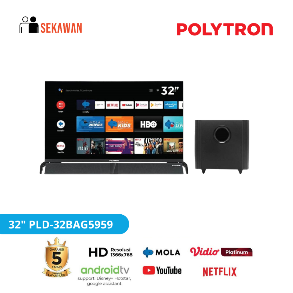 POLYTRON SMART Androidtv with Soundbar 32inch PLD 32BAG5959