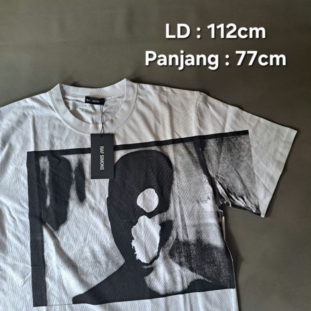 kaos lengan pendek tshirt pria brand raf simons putih tebal