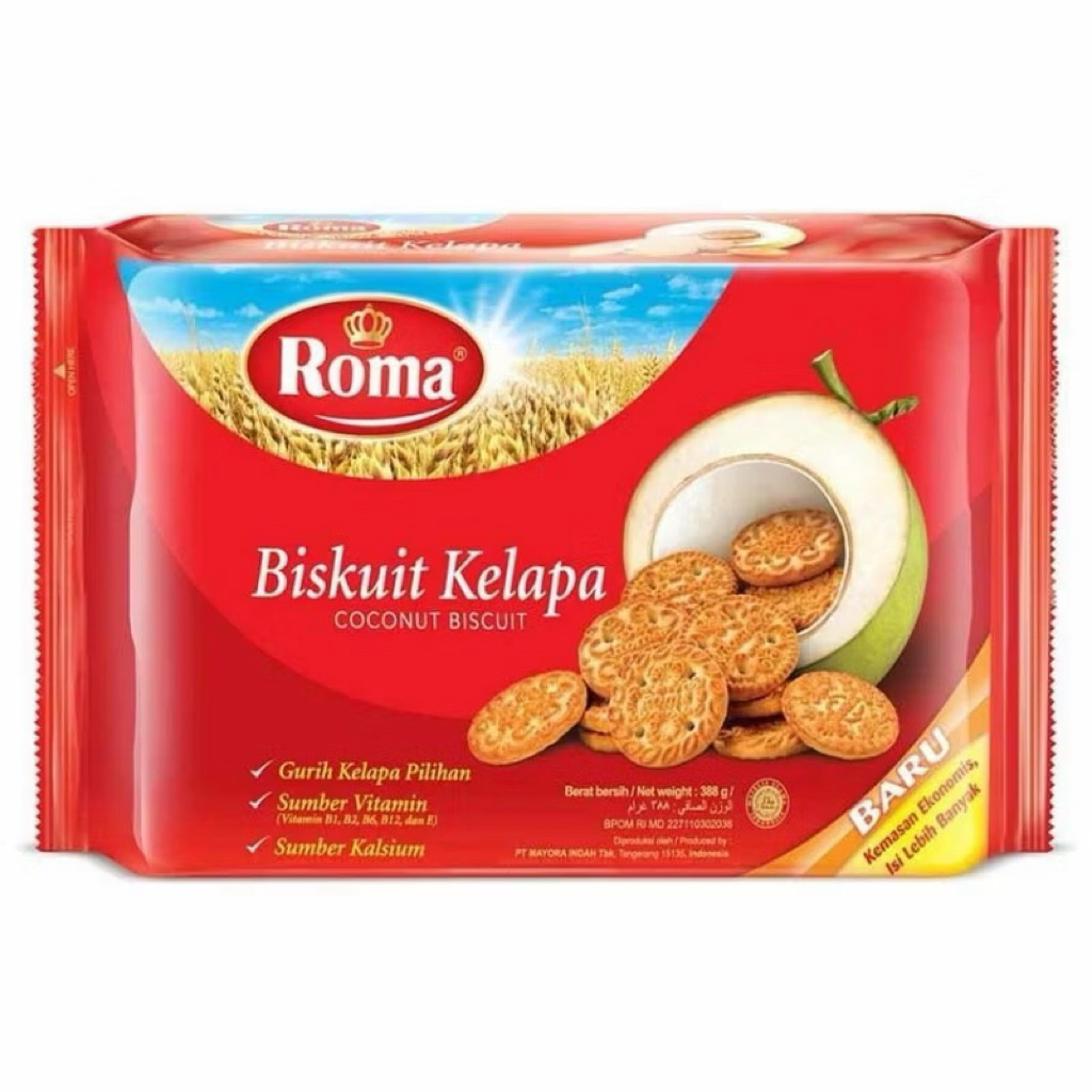 TERLARIS - BISKUIT ROMA KELAPA 300Gram 1 Dus isi 28Pcs