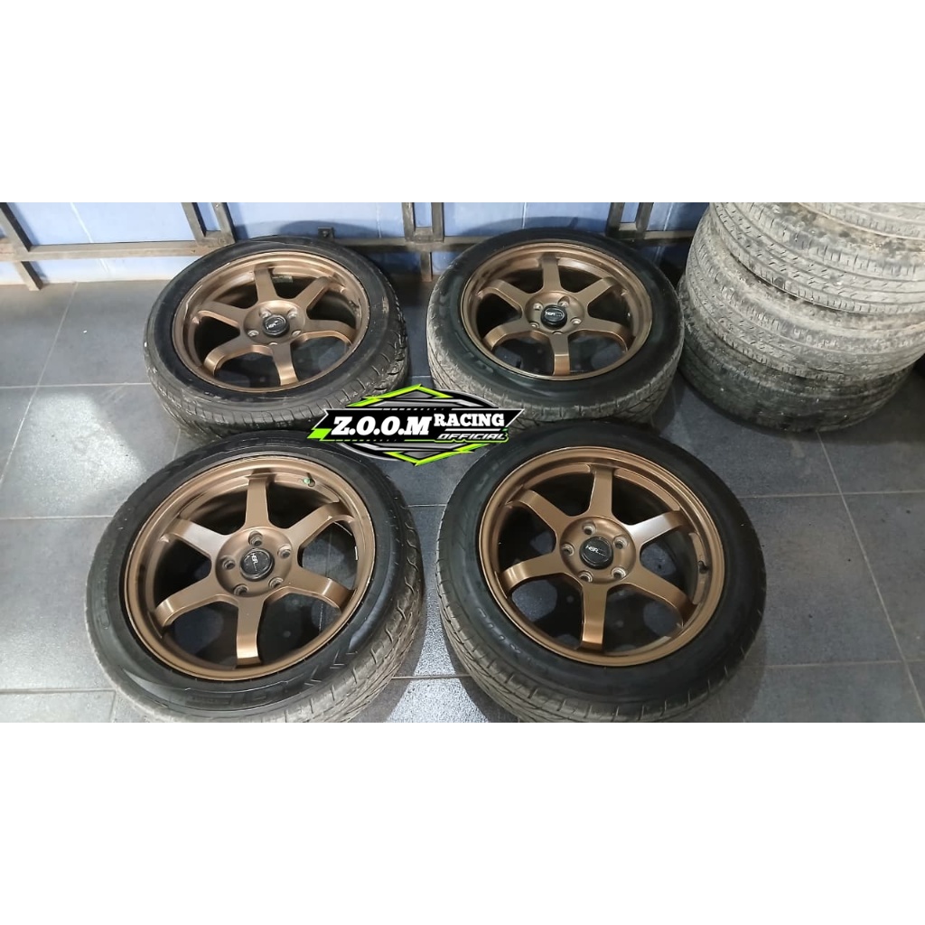 Velg Mobil Bekas Ring 17 HSR TOKYO Lubang 5 Murah R17x7,5 TE37 5x114 BRONZE Ban 3pcs (1.Ban Pecah)