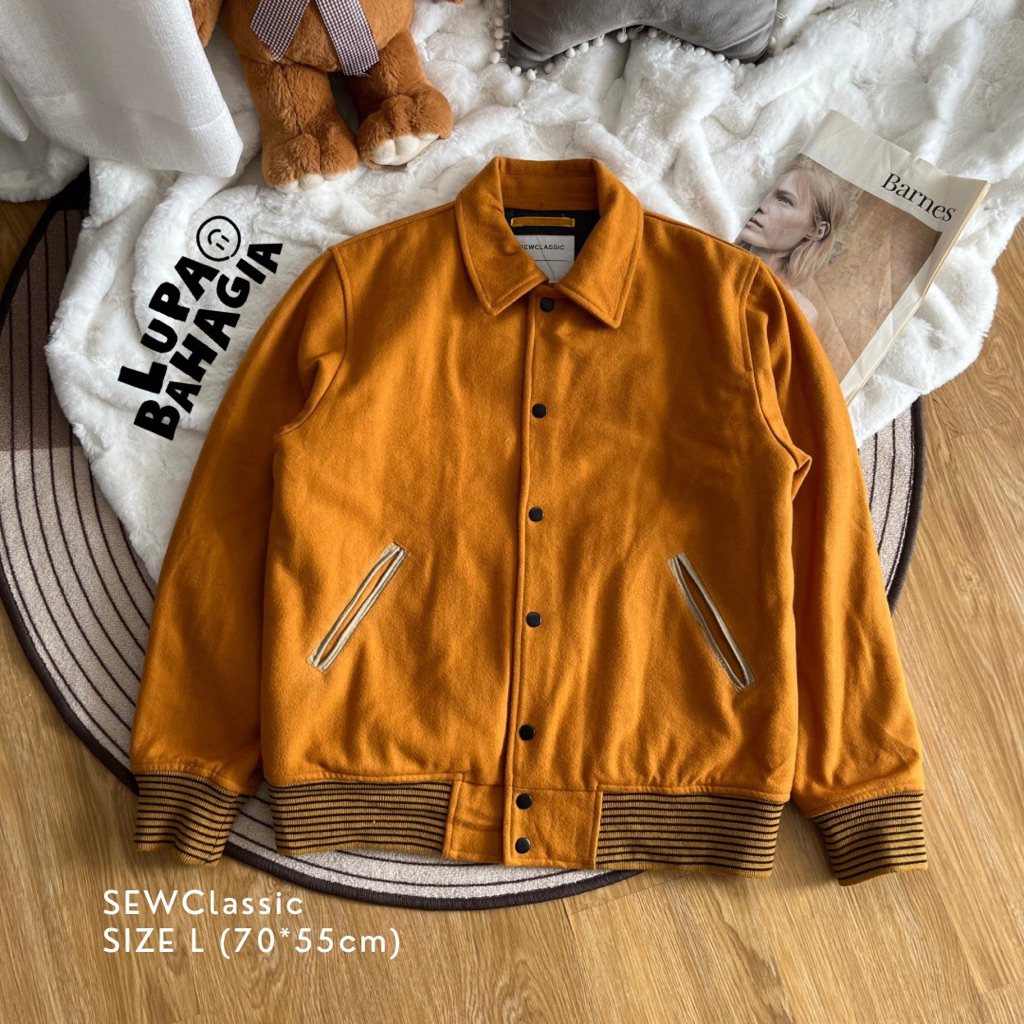 SEWCLASSIC Mustard Wool Varsity Jaket size L • 100% Original