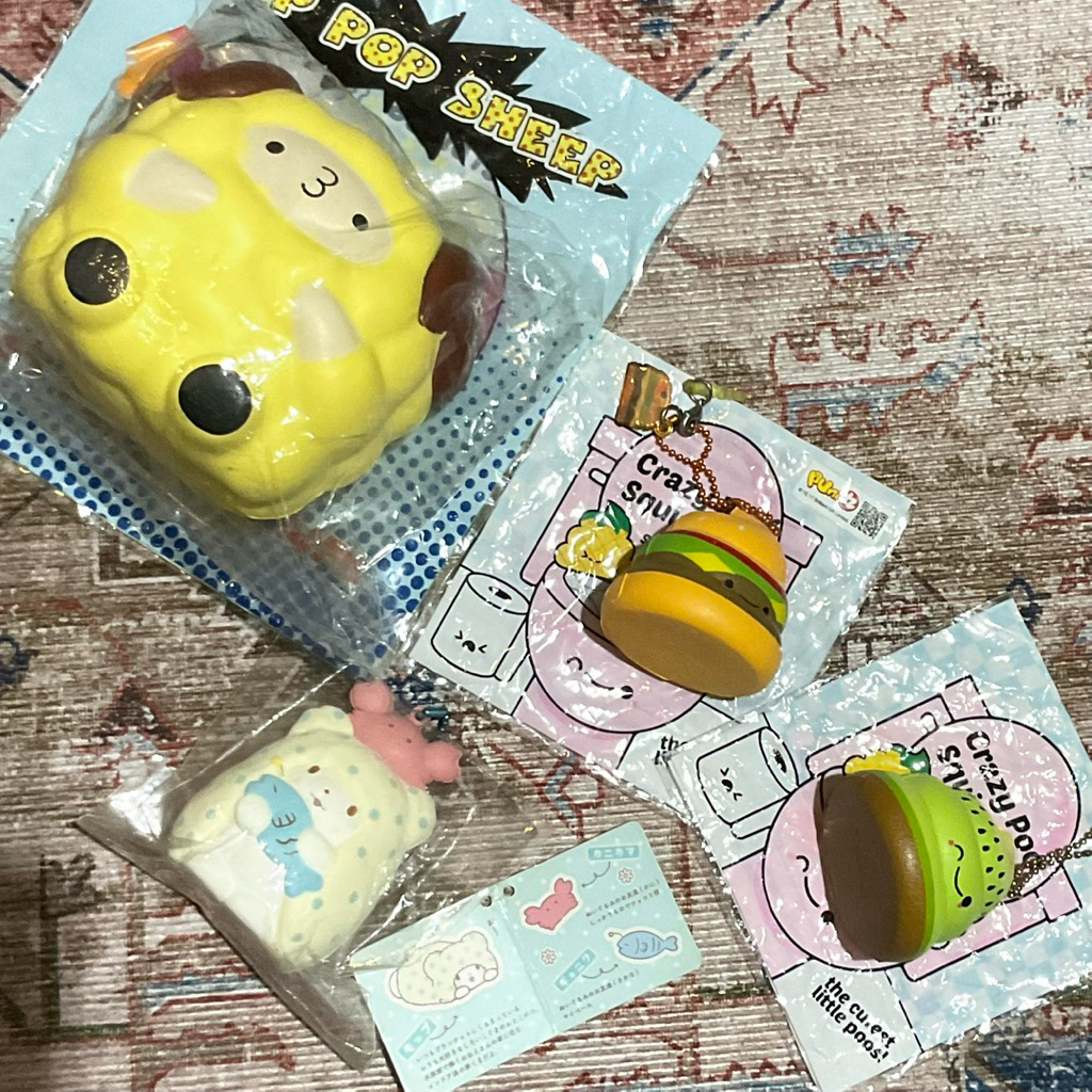 squishy marumofubiyori crazy poo pop pop sheep, sanrio puni maru pat pat zoo