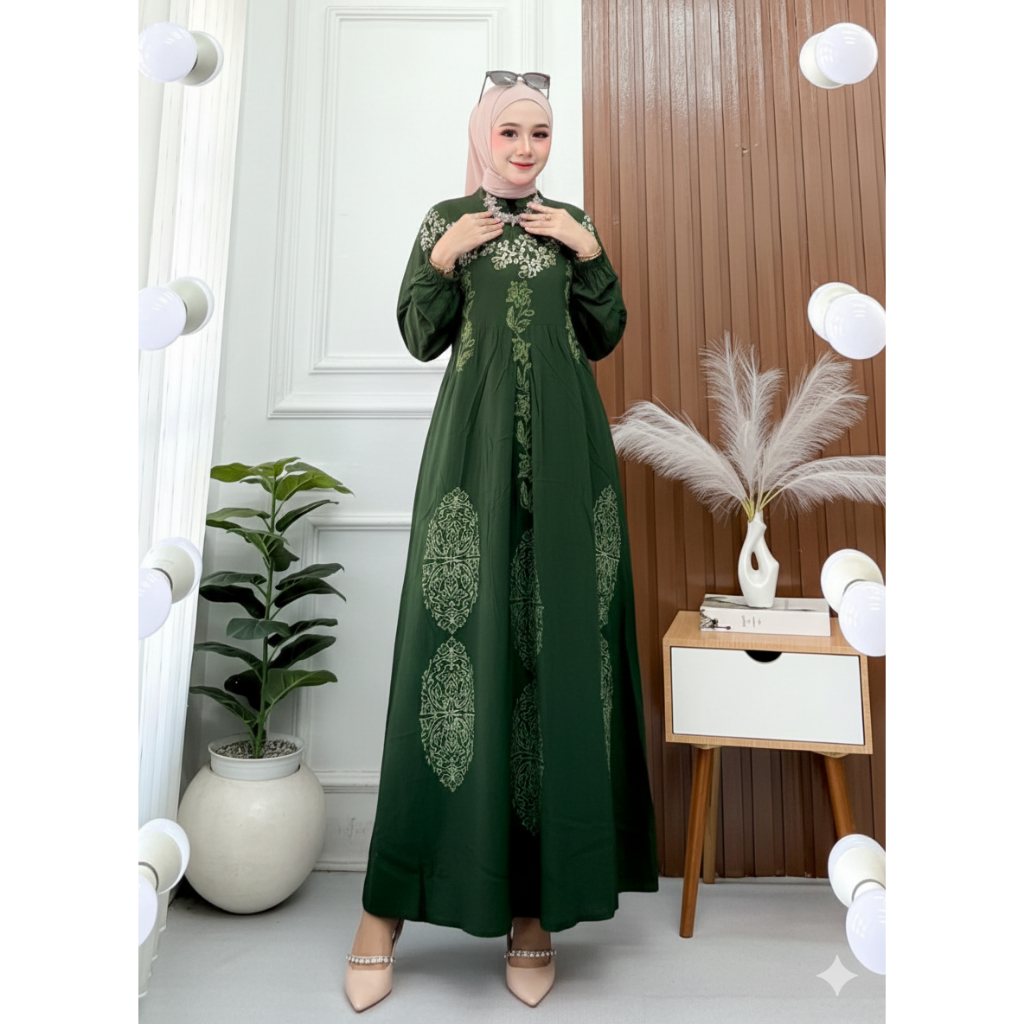 Baju Gamis Wanita Batik Cap Pekalongan Rayon Twill Ibu Busui Kondangan Kekinian