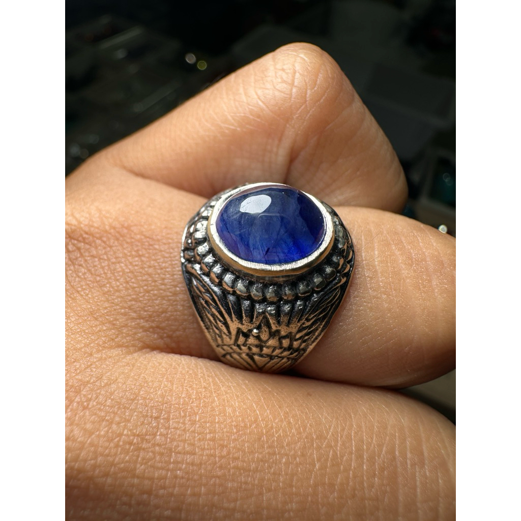 Natural Blue Saphire size 7,5 Alpaka Super