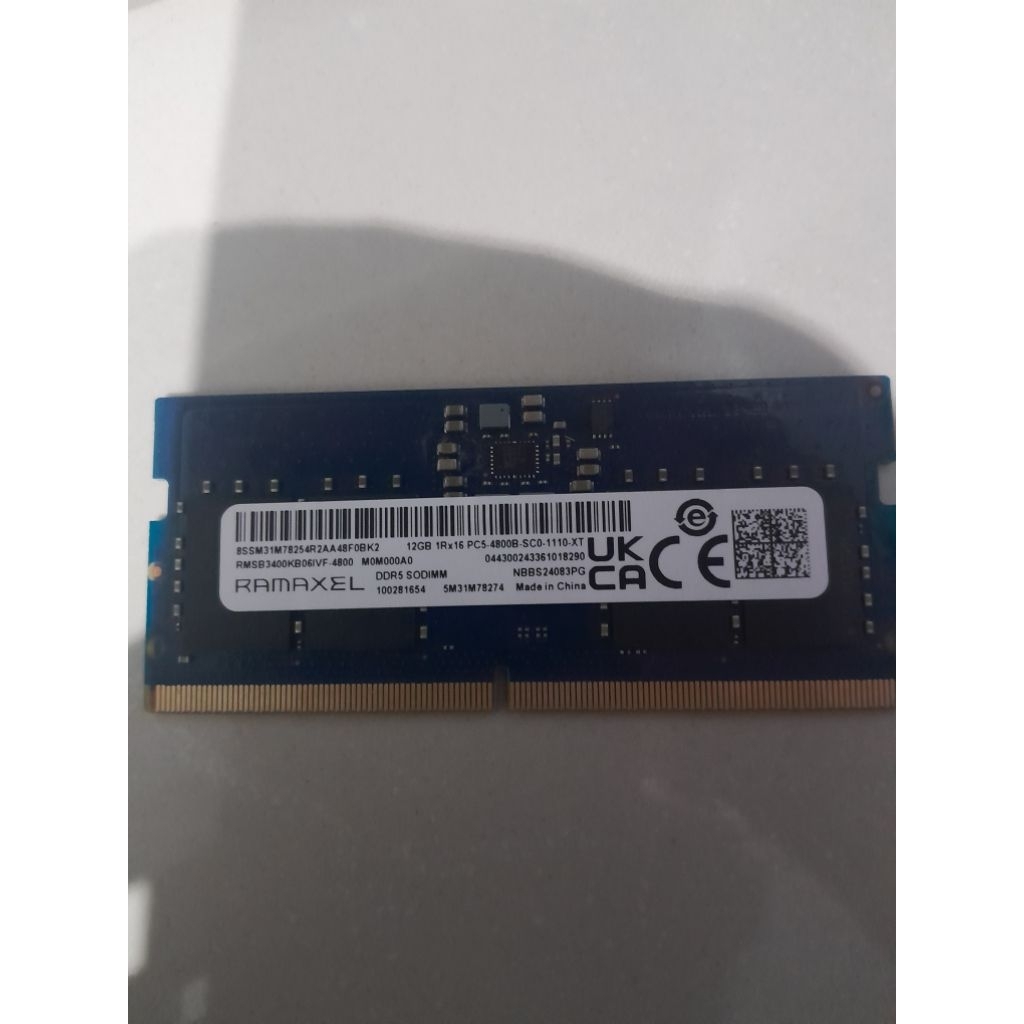 Ram Sodimm DDR5 12GB 4800Mhz PC5-4800B