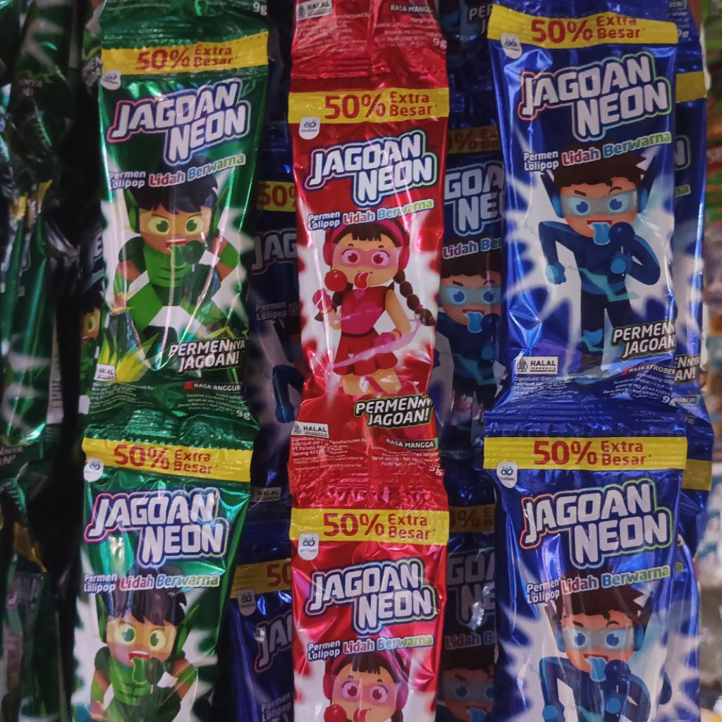 Jagoan Neon Permen Lolipop Renceng 10pcs x 9g | JAGOAN NEON PERMEN LOLIPOP RENCENG 10PCS X 9GRAM