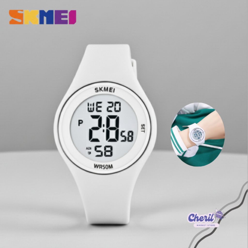 Cheril SKMEI Jam Tangan Digital Pria Wanita Strap Silicone Anti Air 50M - 2317 - White - Arloji - Me