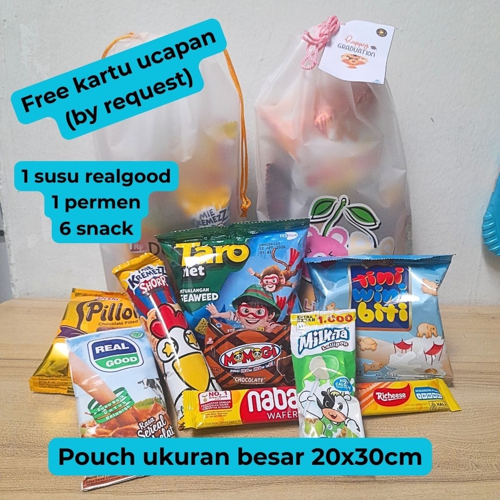 Paket Snack Kemasan Pouch Besar 20x30cm isi 8 Snack Dengan Susu Realgood FREE Sticker/Nametag