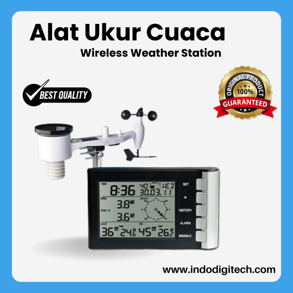 Alat Pengukur Cuaca iklim, Curah Hujan, Radiasi UV, Dew Point, Sunlight, HI, Arah Angin, dll generas