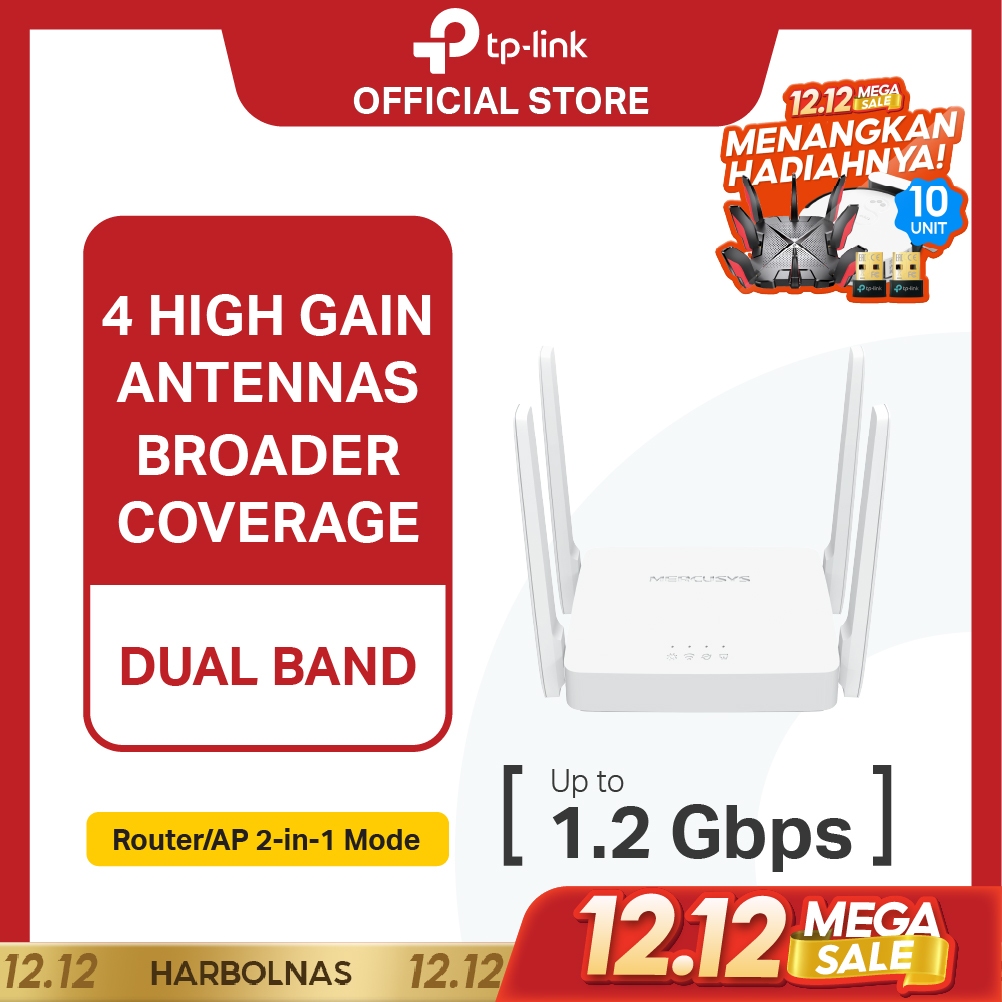 TP-Link | Mercusys AC10 | AC1200 WiFi 5 Router | Dual Band |  High Gain Antena | Multi Mode | IPTV