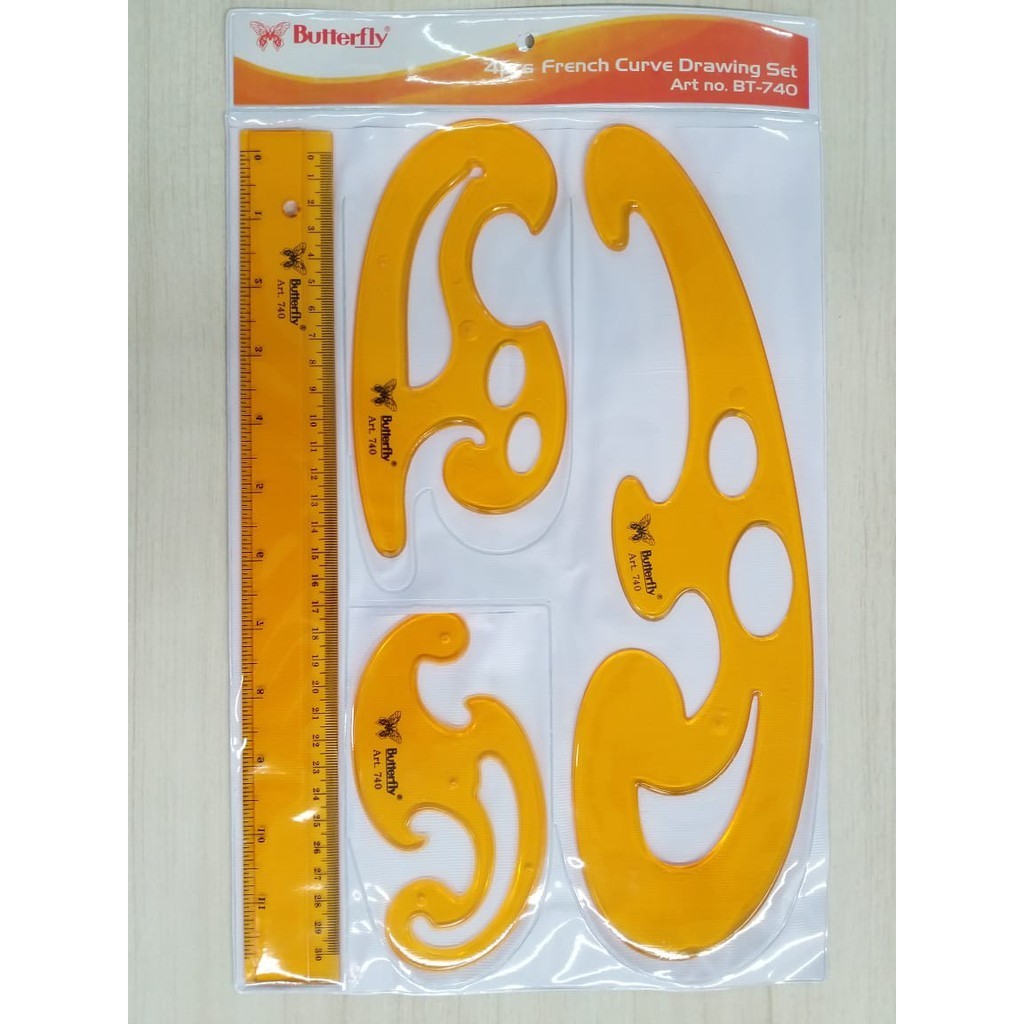 Penggaris Set French Curve Butterlfy BT-740 / Penggaris Pola Baju / Penggaris Pola