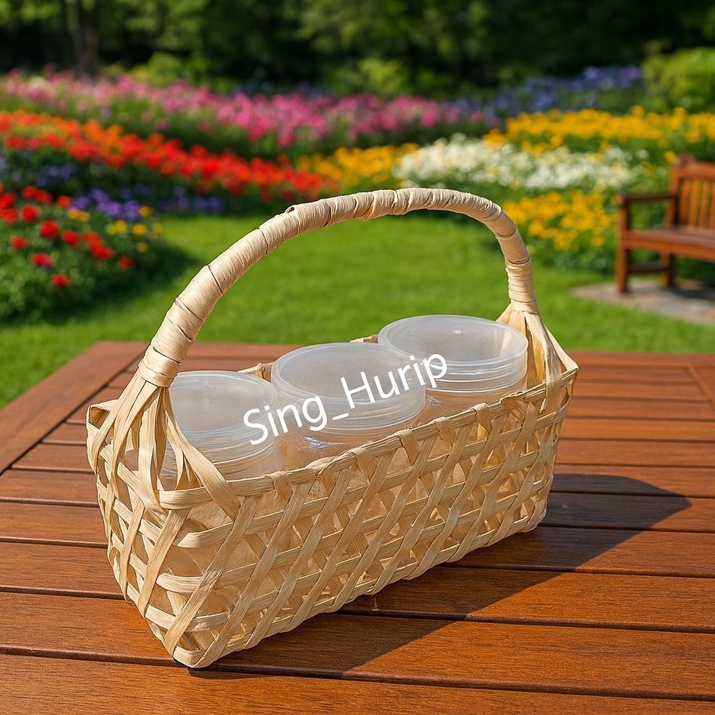 Tas Toples Tabung 400-800ml Keranjang Bambu Tas Anyaman Bambu Keranjang Parsel