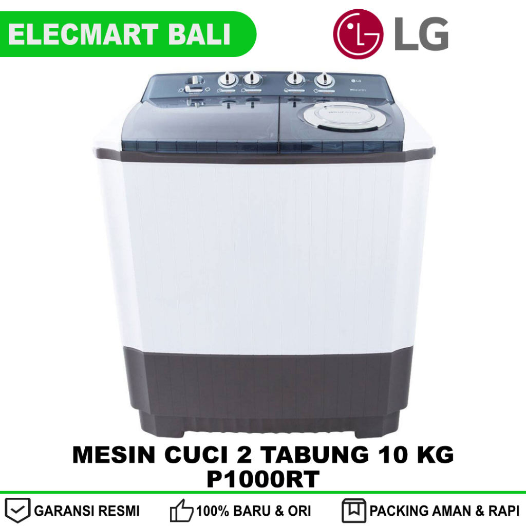 Mesin Cuci 2 Tabung LG 10 Kg P1000RT Roller Jet Pulsator