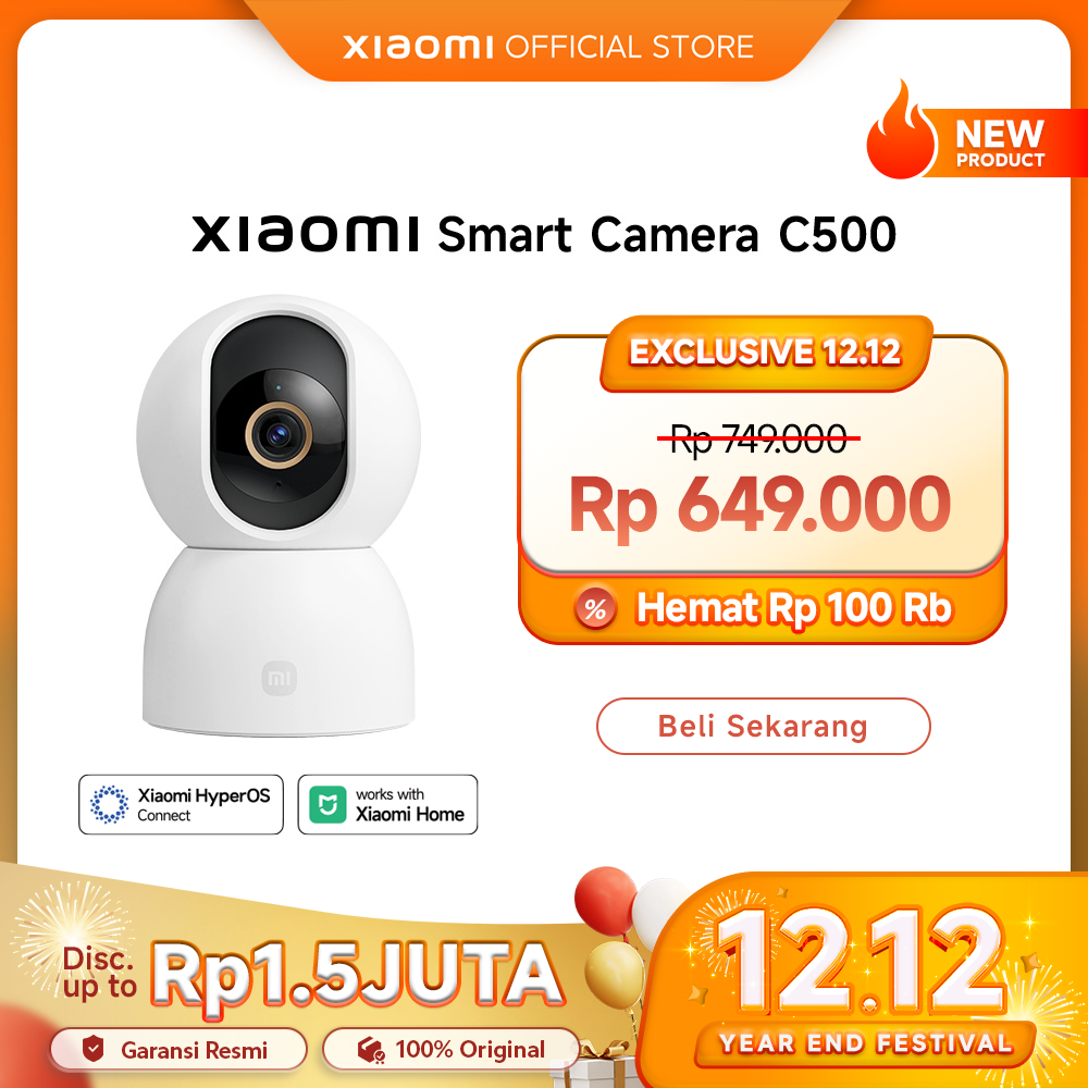 Xiaomi Smart Camera C500 | Kejernihan 3.5K dengan kamera 6MP | Warna jelas di Pencahayaan Rendah | C