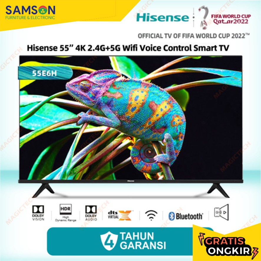 TV LED HISENSE 55 INCH / 55" 55E6H VIDAA SMART TV 4K UHD TV BEZELLESS