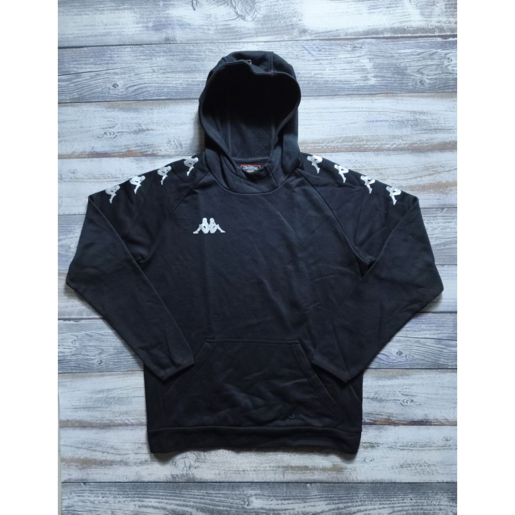 Jaket kappa sweater hoodie biglogo lengan motoran hangout unisex hitam branded