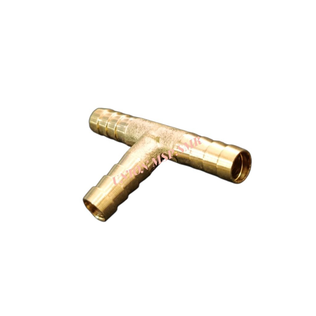 Sambungan Selang Kuningan TEE T Cabang Selang Angin Air Bensin 6mm 8mm 10mm FULL KUNINGAN