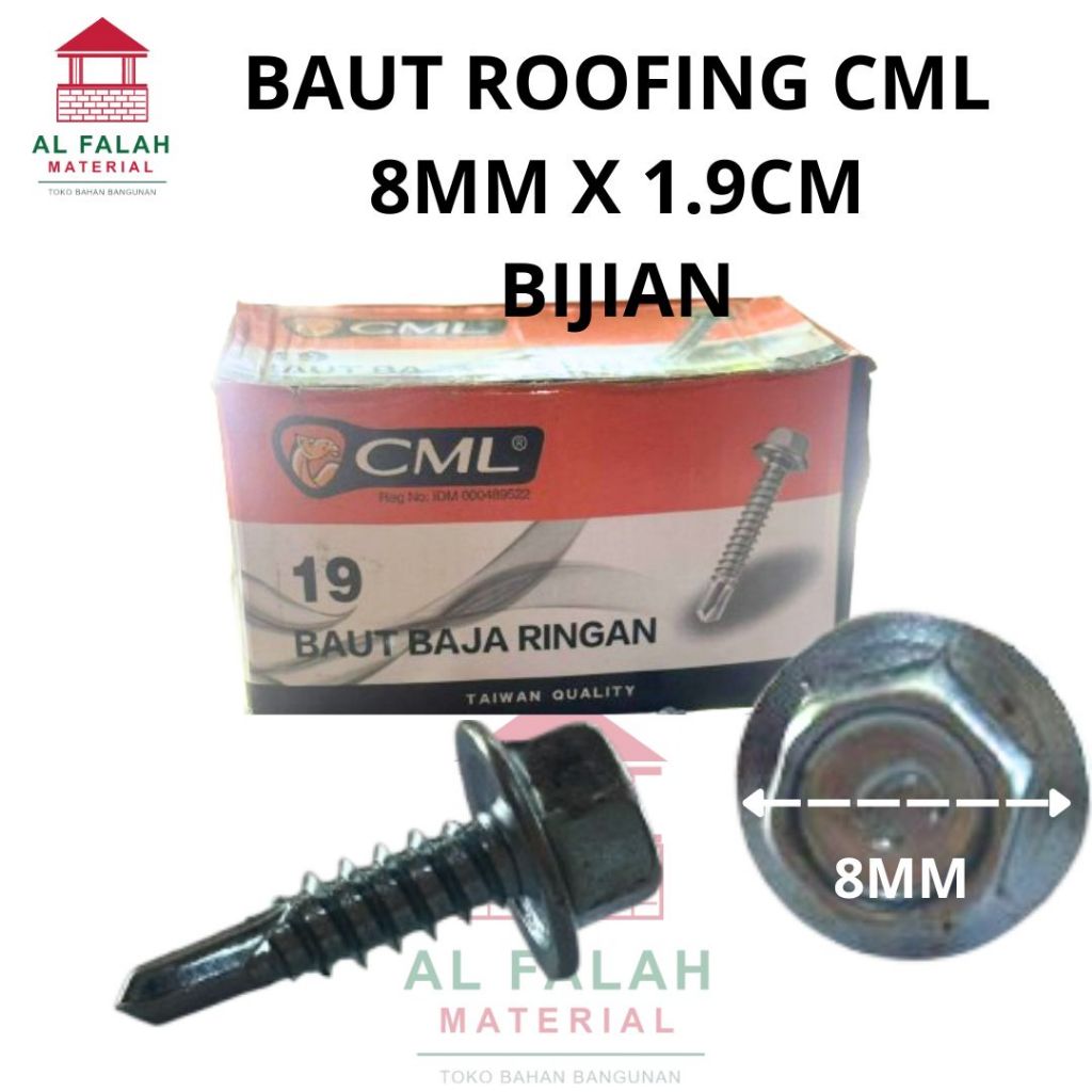 Baut Bajaringan 2cm Baut Baja Ringan 8mm x  20mm Per 20 50 100 Pcs
