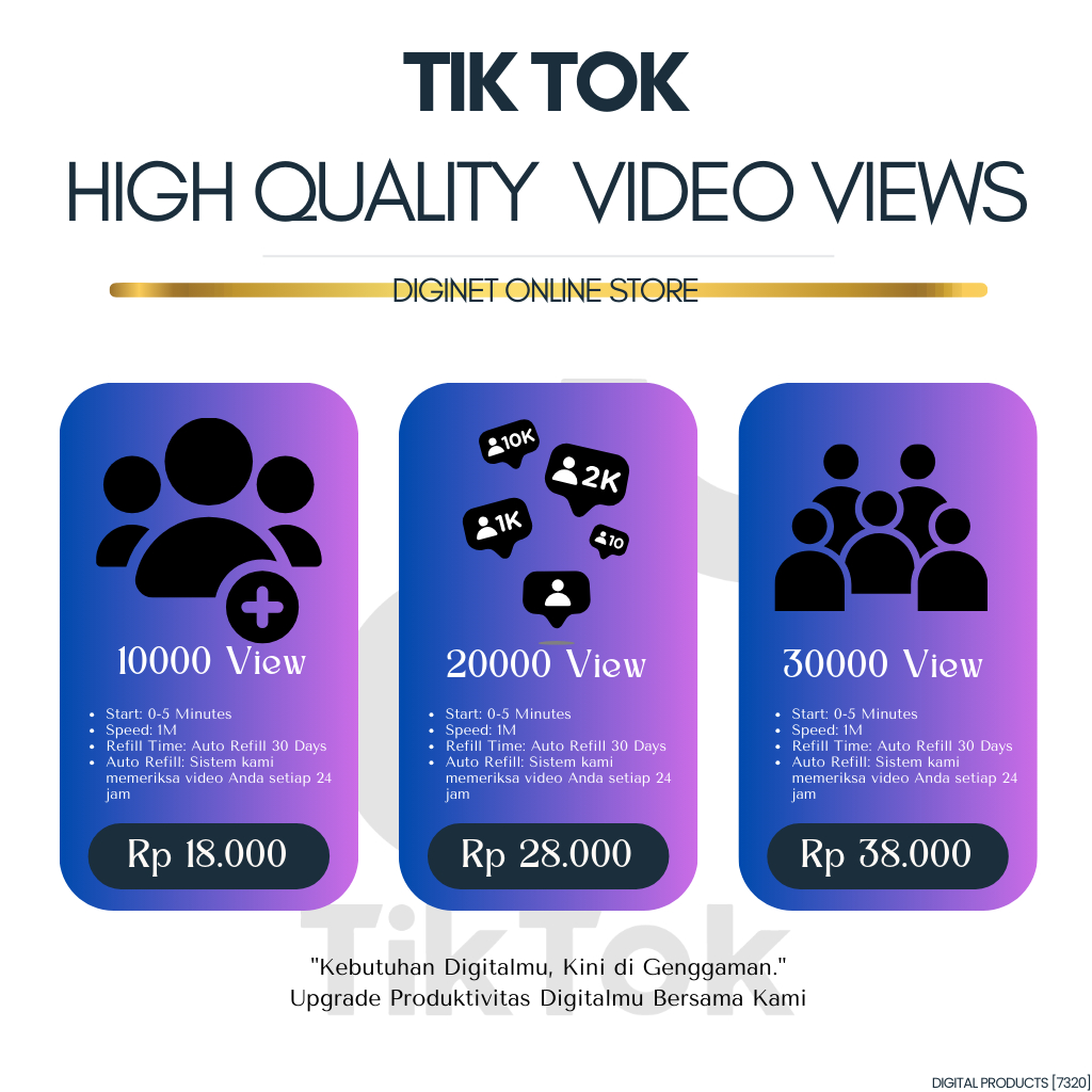 Tiktok View Permanen | Viewers Aktif | Paket HQ + Real Akun - BERGARANSI | DNP7320