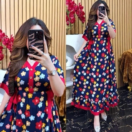 KARINA LONG DRESS BUSUI RAYON LD110 / RAYON LONG DRESS MOTIF TERBARU / MIDI DRESS RAYON KEKINIAN / R