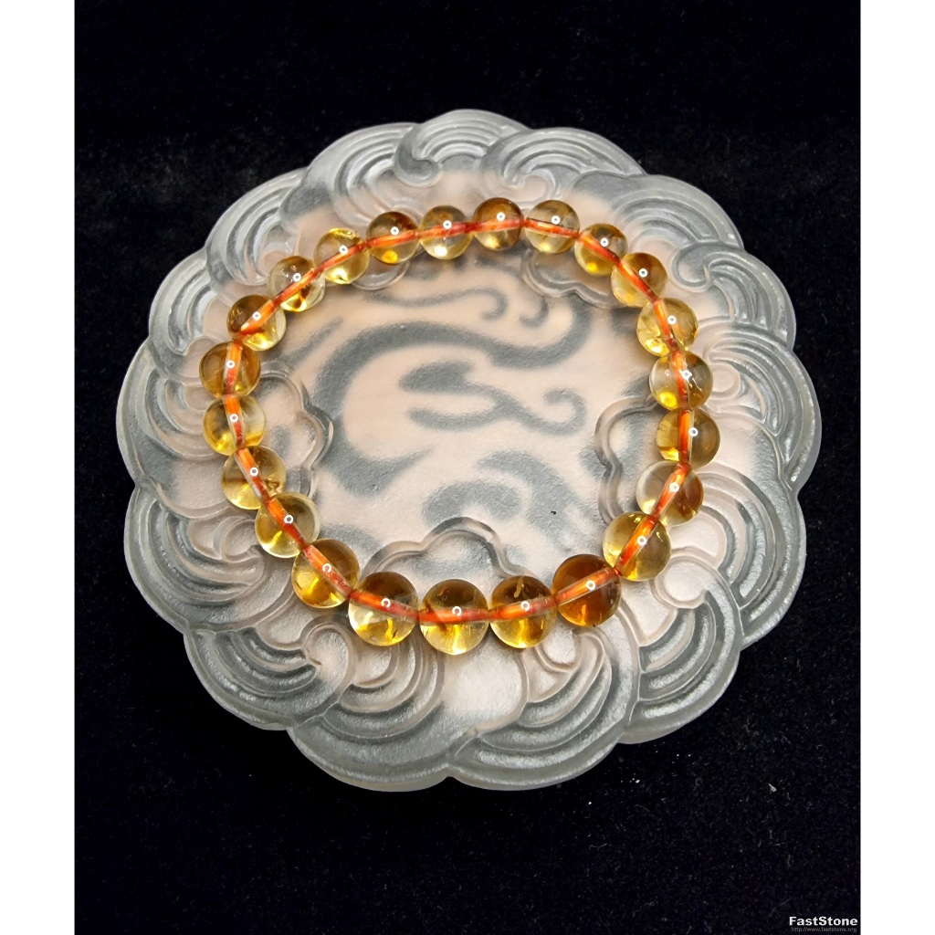 Gelang Batu Citrine Pyramid Quartz Crystal Full Natural 8.5mm F765