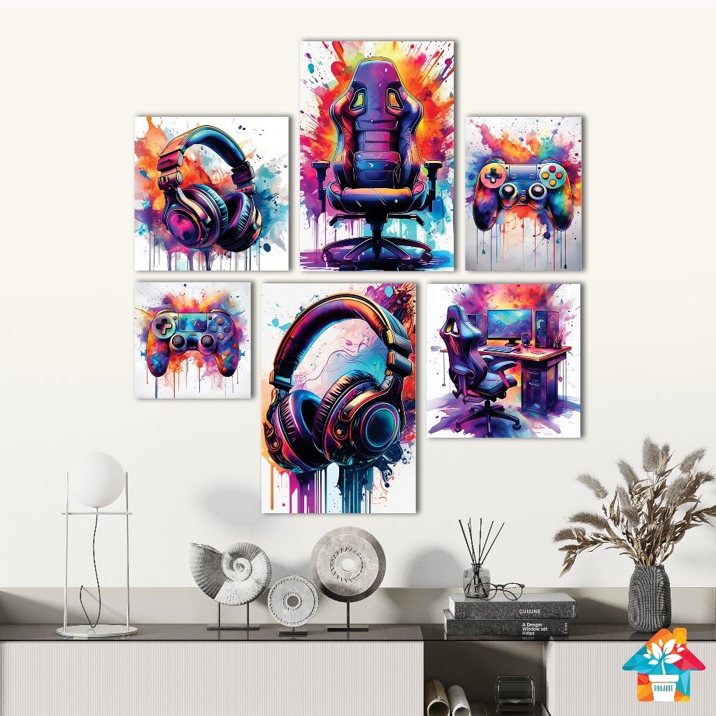 HIASAN DINDING GAMING HOUSE SET BESAR WALL DECOR PAJANGAN DEKORASI POSTER KAMAR RUMAH KAYU AESTHETIC