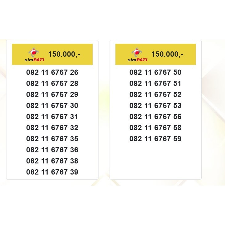 nomor cantik simpati 11digit abab 6767 26 28 29 wn15