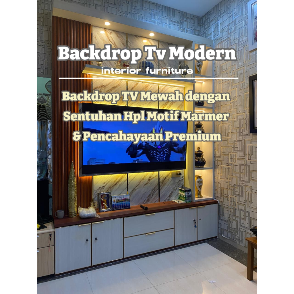 BACKDROP TV CUSTOM/BACKDROP TV FINISHING HPL/CUSTOM BACKDROP TV PERMETER