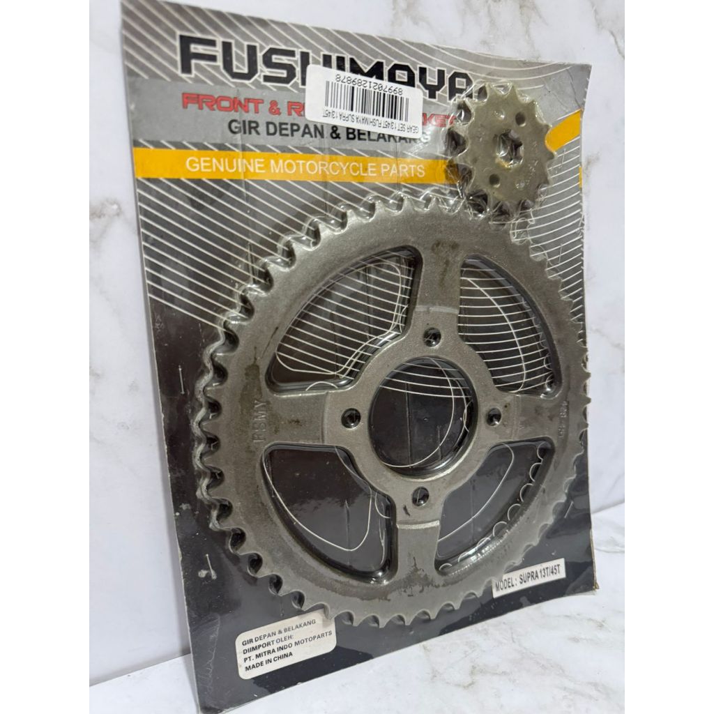 Gear Set Fushimaya Depan Belakang Supra 45T/13T Gear Gigi Supra 13T/45T