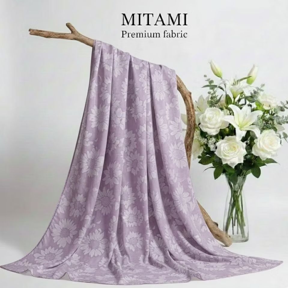 Kain Katun Jepang Original Motif Bunga Lilac Ungu Muda / Kain Meteran (Harga Per 0,5)LQ