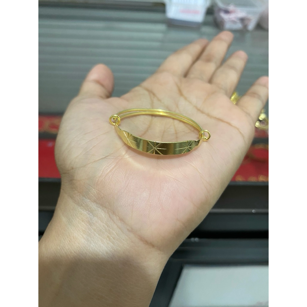 gelang bayi perak lapis kuning emas
