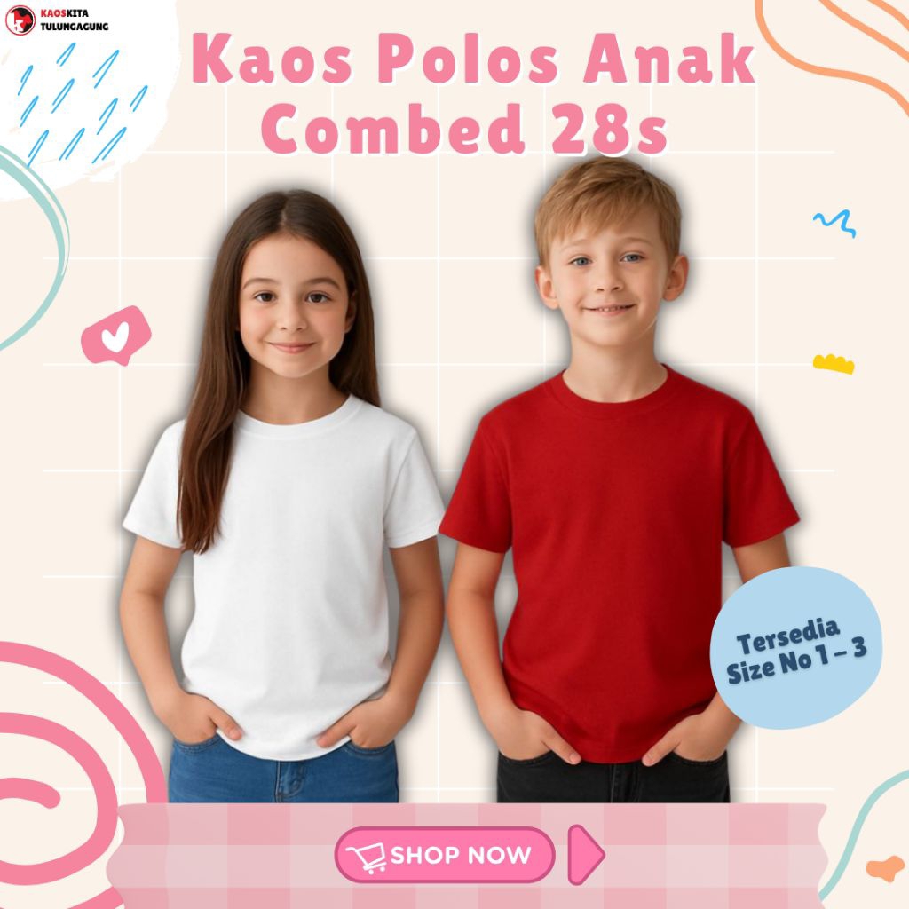 Kaos Polos Anak / Combed 28s/ UNISEX