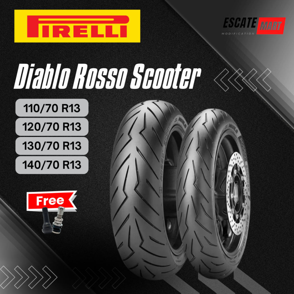 Pirelli Diablo Rosso Scooter 110/70 120/70 130/70 140/70-13 Tubeless - Ban Motor Pirelli Diablo Ross