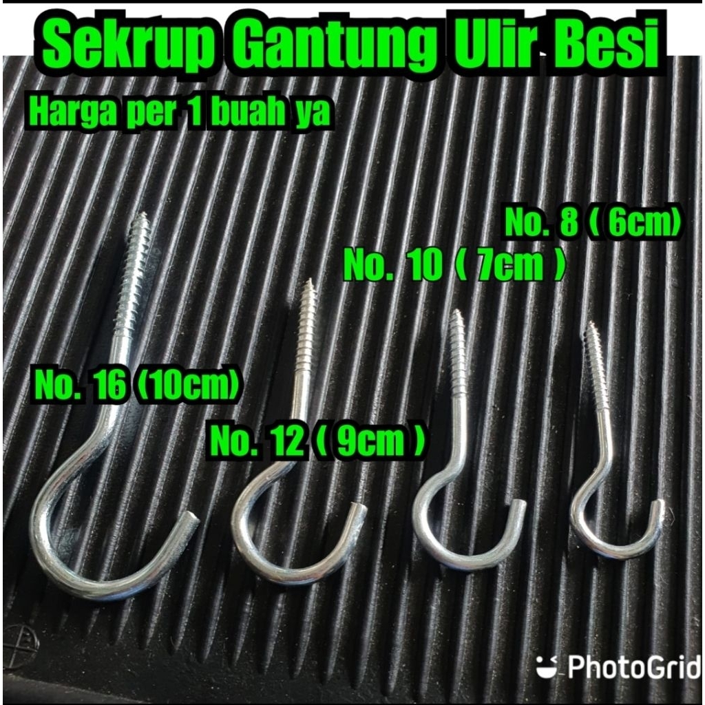 sekrup ulir gantungan dinding gantungan atap cantolan bentuk tanda tanya Sekrup gantung gantungan bu