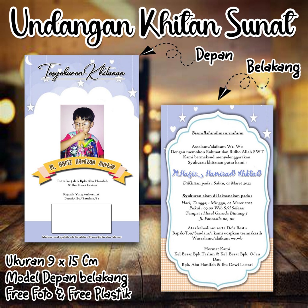 Undangan Khitan Kecil Custom Nama dan Foto Desain Bagus SK10