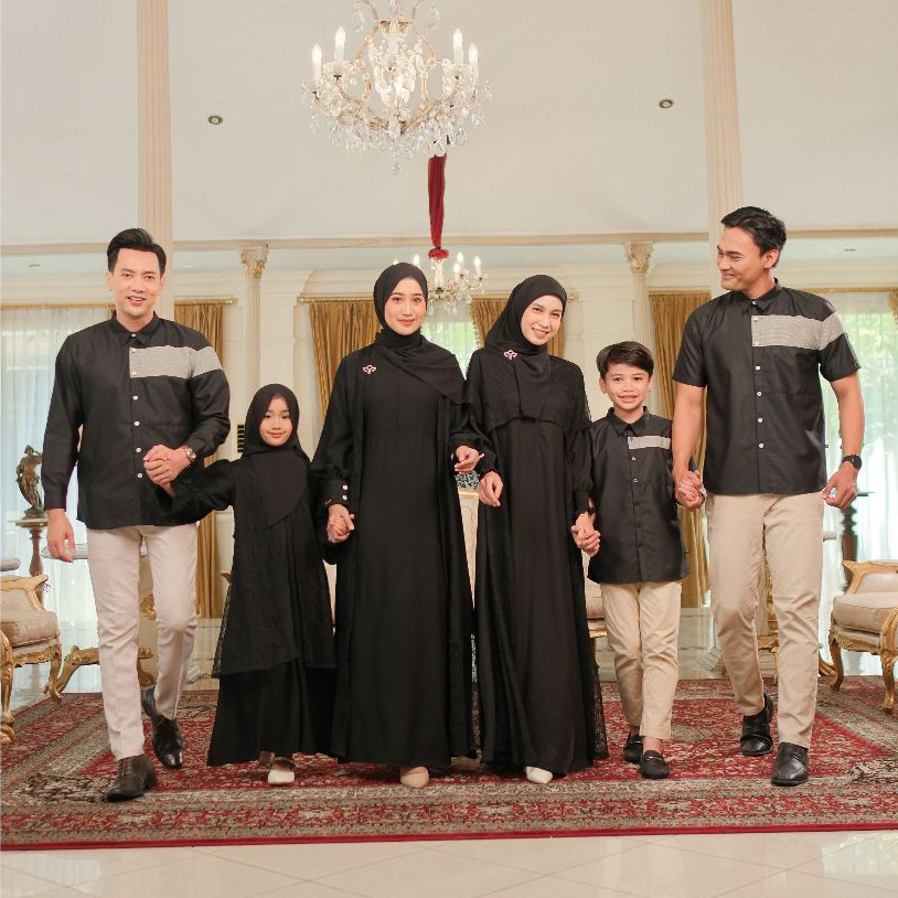 Khaiya - Set Pakaian Keluarga Merona Raya Series Warna Night Hitam Pekat Premium by Khaiya