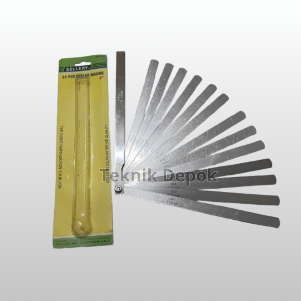 Feeler Gauge 8 Inch Set 13 Pcs Blades 0.05 - 1mm Kunci Stel Setel Alat Setting Ukuran Klep Mobil Pen