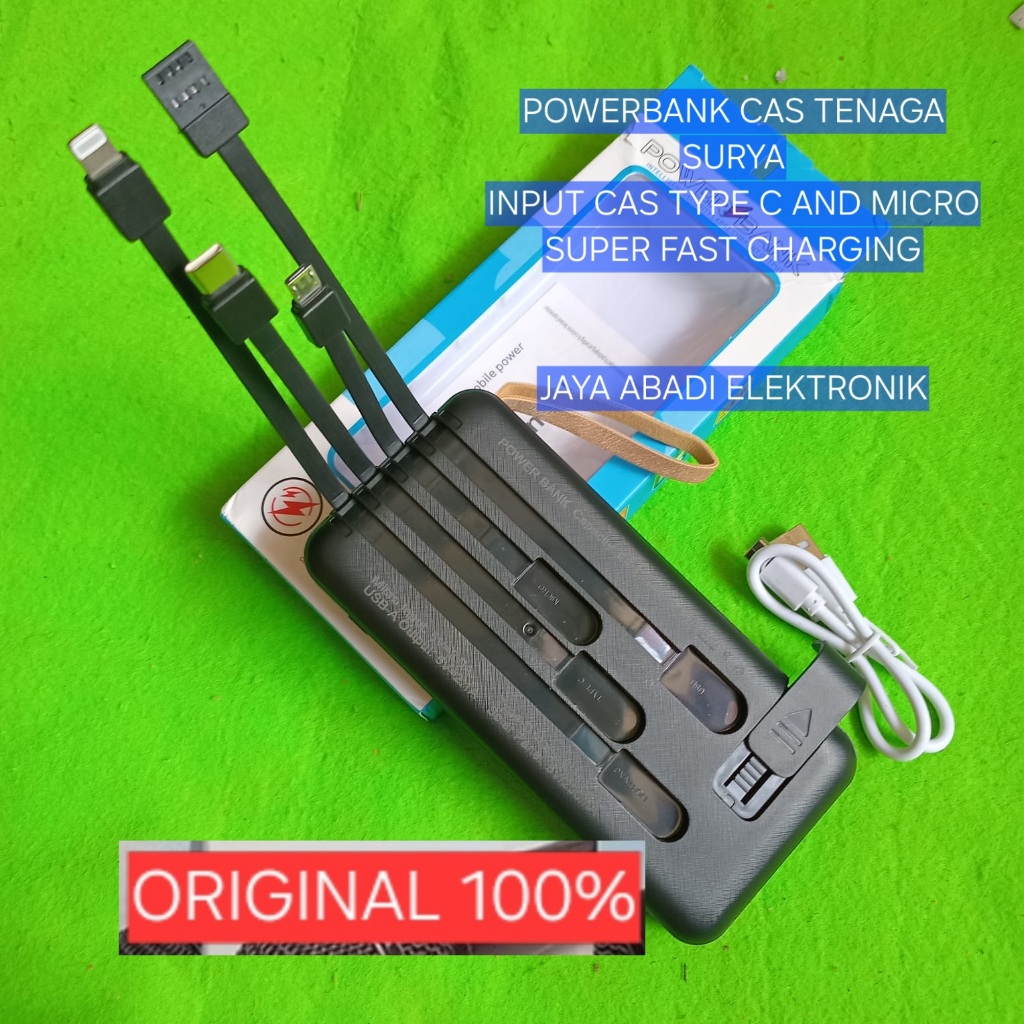 H100 POWERBANK SOLAR ORI 100% MATAHARI CAS TENAGA SURYA CAHAYA INPUT CAS TYPE C MICRO SUPER FAST CHA