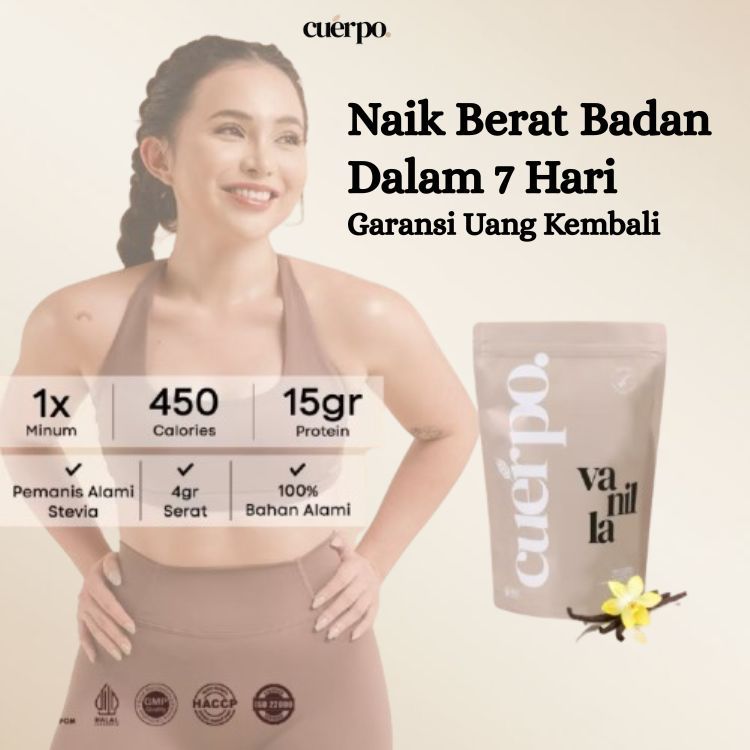 CUERPO Susu Vanila Kalsium Penggemuk Badan Alami Cocok Untuk Bulking Tanpa Pengawet