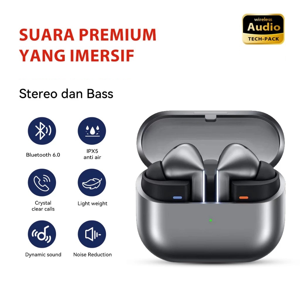 AeroGadget Headset Bluetooth 6.0 ANC Stereo TWS Wireless 360 Audio Earbuds Dan Bass Suara Lmersif De
