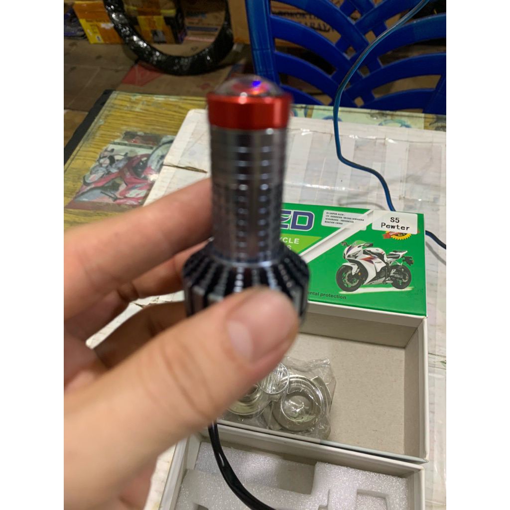 Lampu Led Motor kipas H4 H6 CASING ABU LASER ~ warna putih & kuning Original AC/DC 35 Watt ~LED