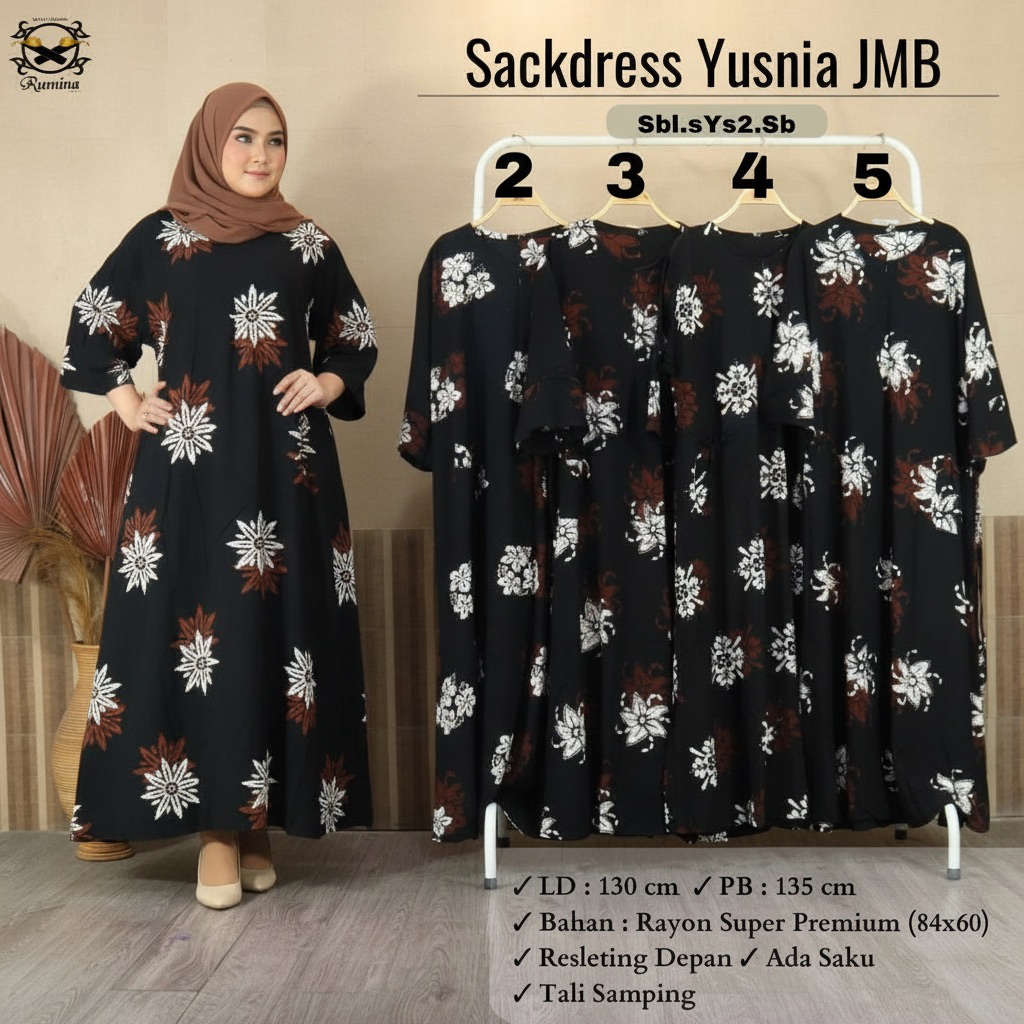 SACKDRESS YUSNIA JMB BATIK CAP PREMIUM BIG SIZE UNTUK MAMA MUDA SUPER JUMBO BAHAN DIJAMIN PALING TEB