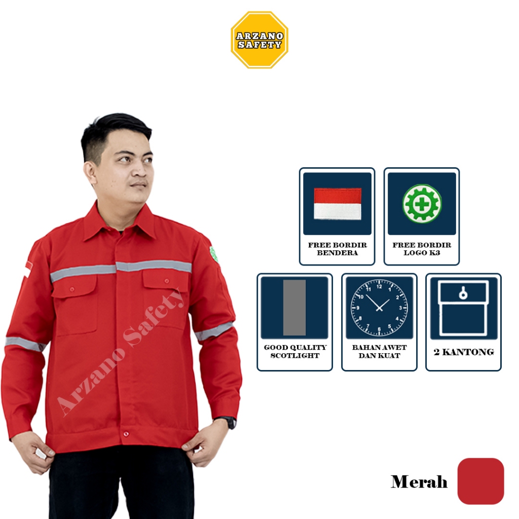 Wearpack safety wearpack atasan kemeja safety lengan panjang