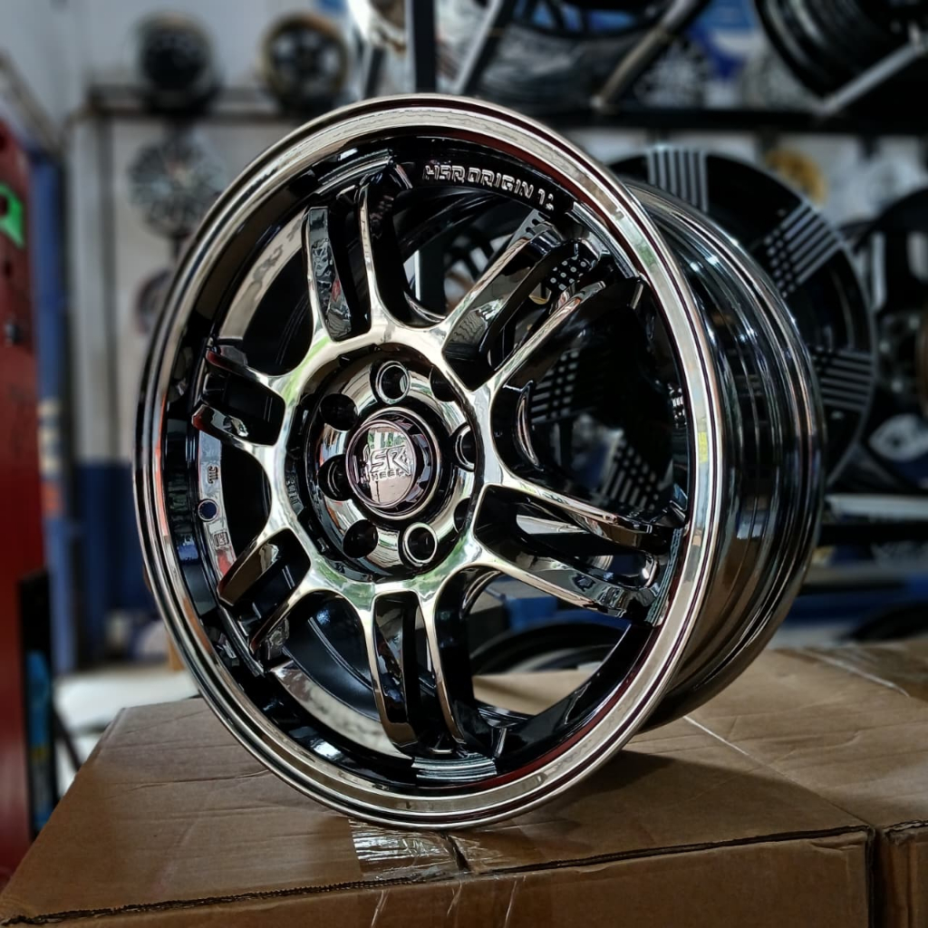 velg mobil avanza xenia ring 15 baut 4 HSR TYPE AERI BLACK CHROME untuk mobil avanza xenia kijang br