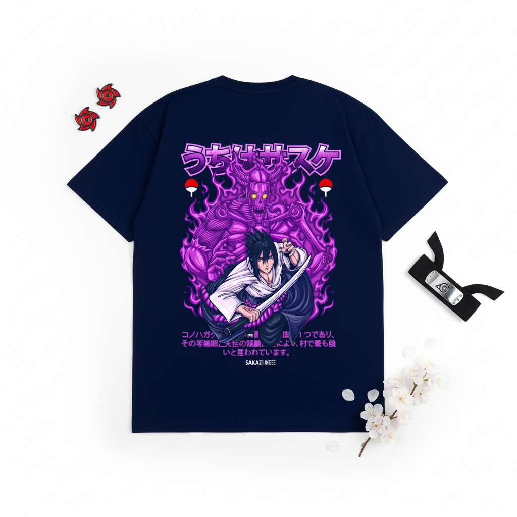 SAKAZUKI Kaos Baju Distro T shirt Unisex Gambar Manga Anime SASUKE UCHIHA SUSANOO Itachi Akatrsuki