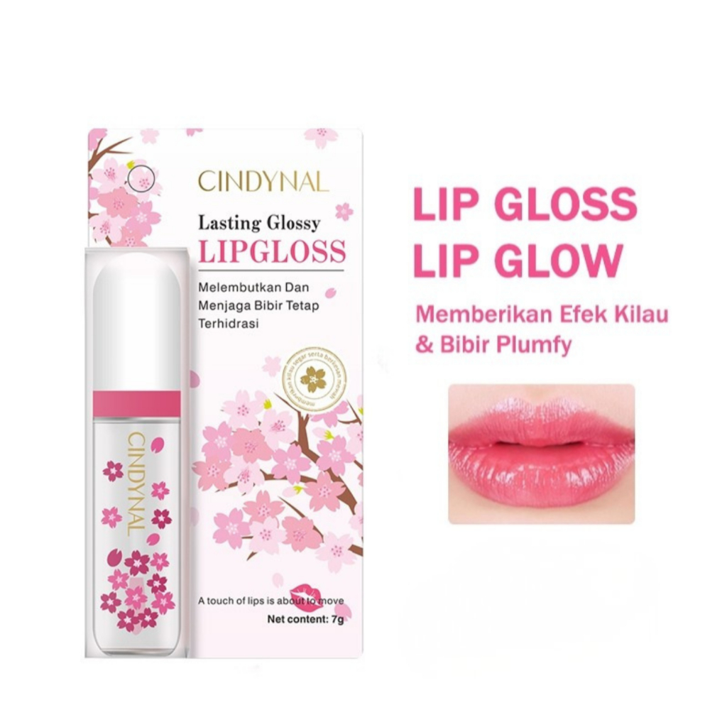 Cindynal Long lasting LipGloss Bpom Bening Berubah Warna Ringan Dibibir